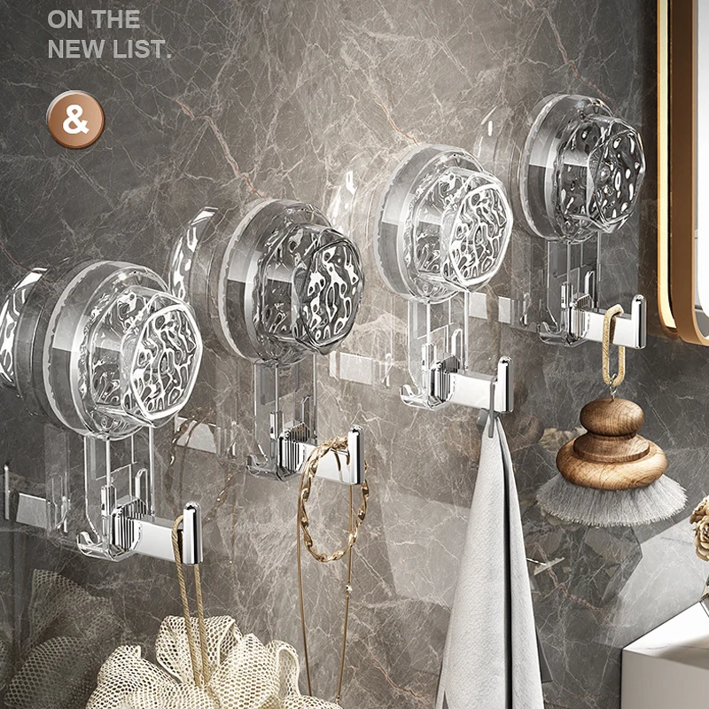 Suction Cup Hooks No-punching Bathroom Robe Coat Hook Towel Holder Keys Clothes Bag Hanger Hook Bathroom Organizer Accessories