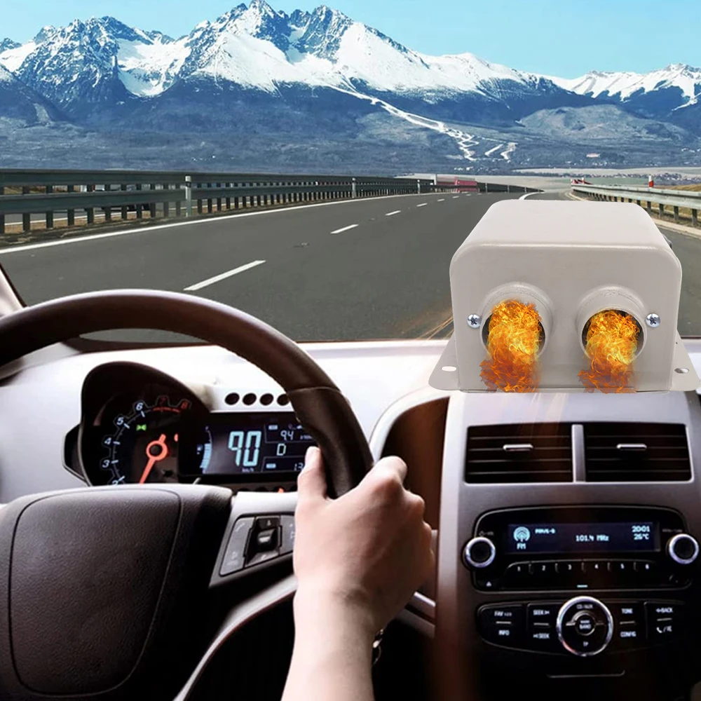 12V/24V 800W/600W Portable Car Heater Kit High Power Double Outlet Fast Heating Defrosting for Automobile Windscreen Winter