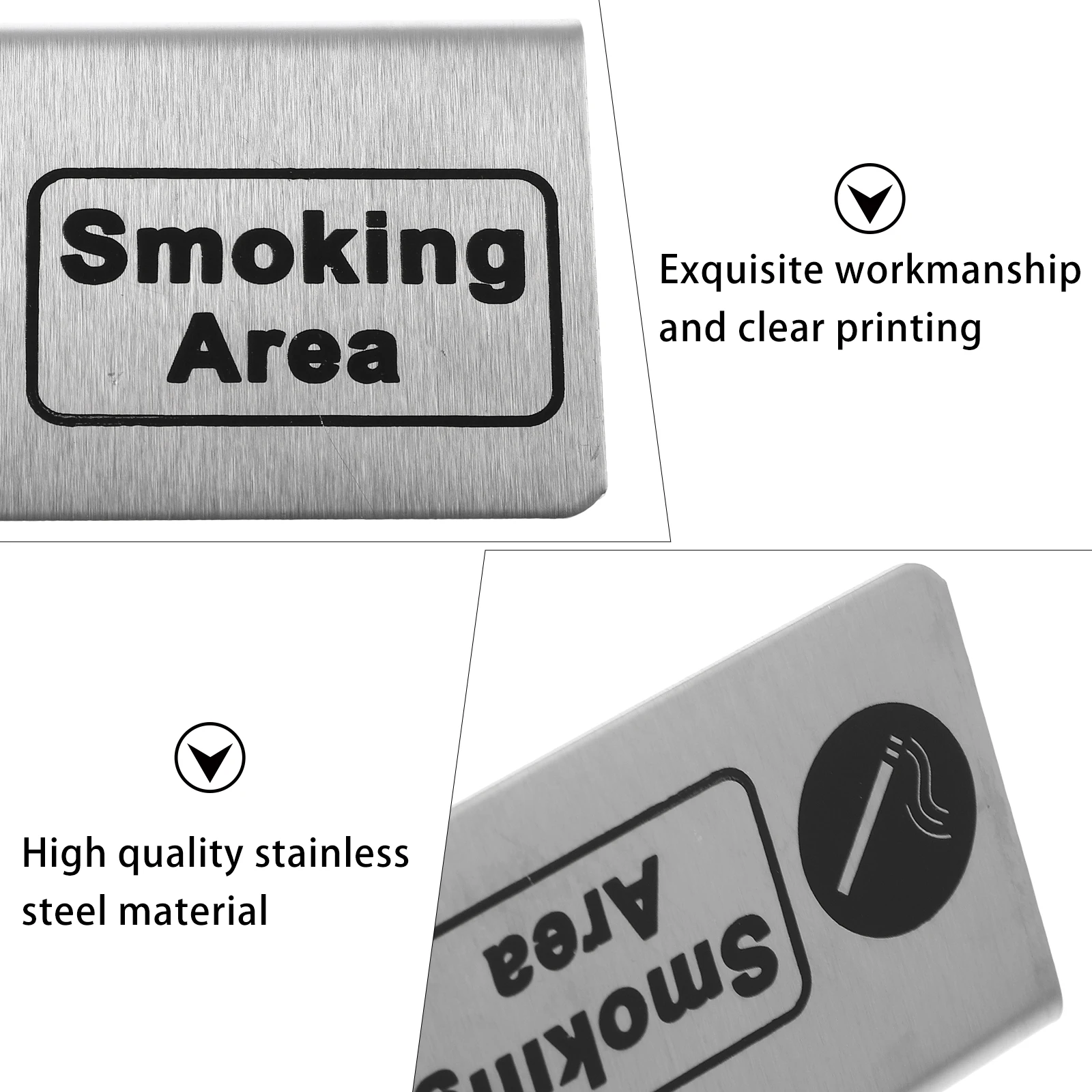 

Smoking Area Sign Banquet Label Restaurant Tag Double Sided Stainless Steel Labels