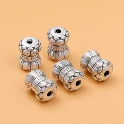 999 Sterling Silver 3D Foot Silver Retro Lotus Loose Beads Handwoven DIY Beaded Material Jewelry Accessories