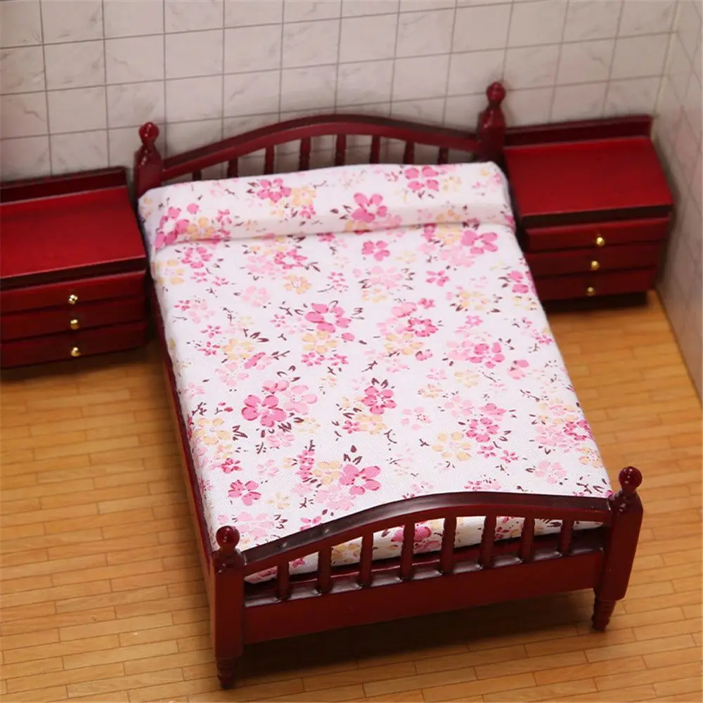 1:12 DollHouses Mix Doll Furniture Wood Bedside Table Fashion Mini Bed For Accessories Doll DIY Toy Dolls Accessories