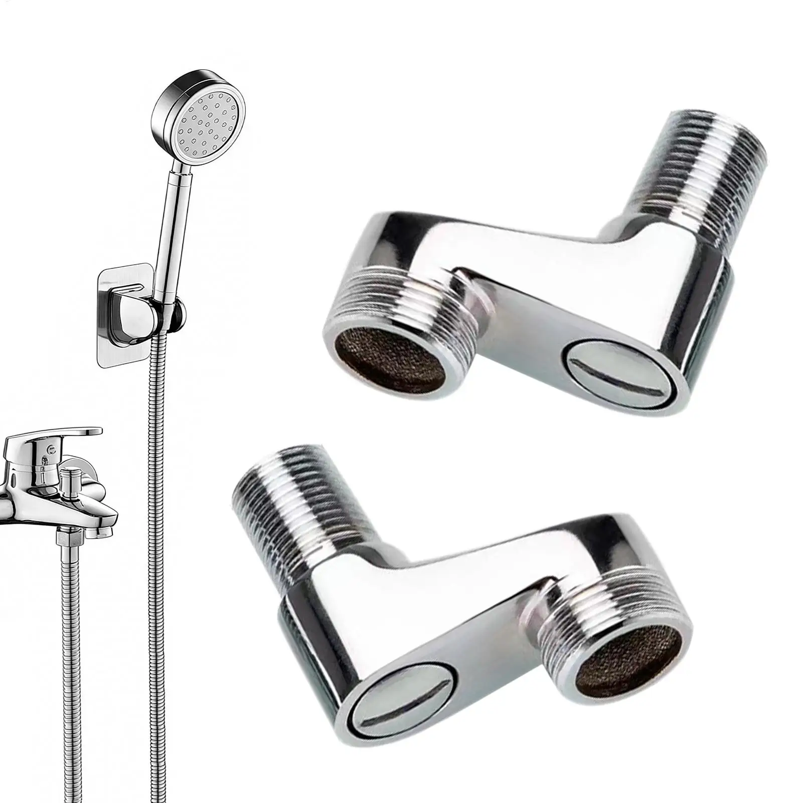 Faucet Shower Adapter Adjustable Angle Replacement Connector Shower Head Extender for Home Improvement Kitchen Laundry Room