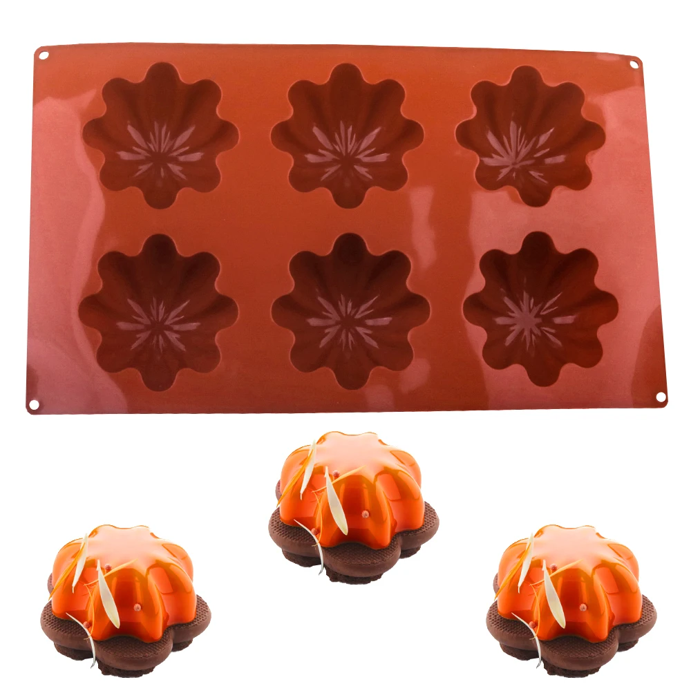 6 Cavity Umbrella Mousse Cake Silicone Mold Chocolate Pudding Dessert Mold French Pastry Baking Mold