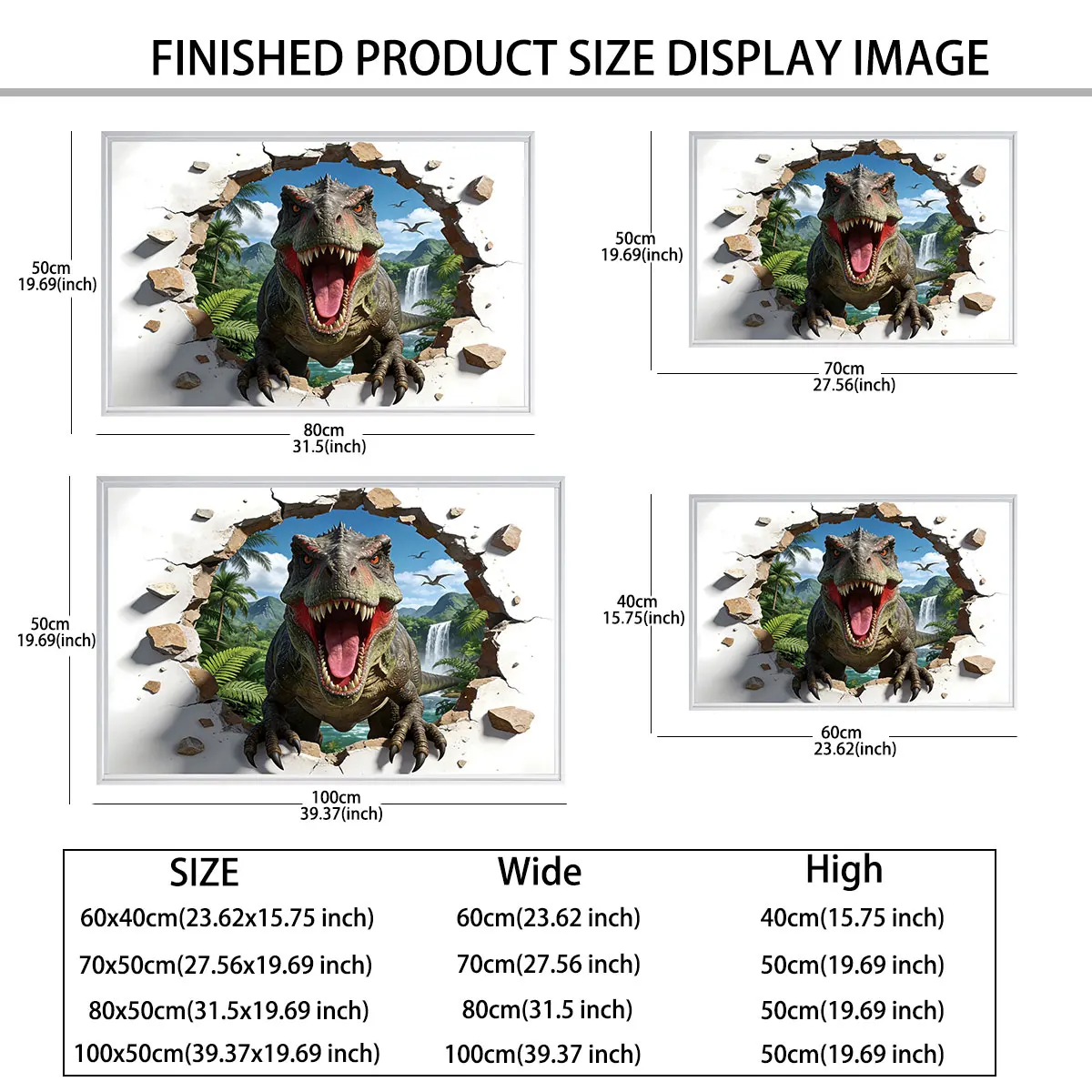 PVC simulated wall stickers featuring dinosaurs breaking through the wall, suitable for decorative wall paintings and waterpr