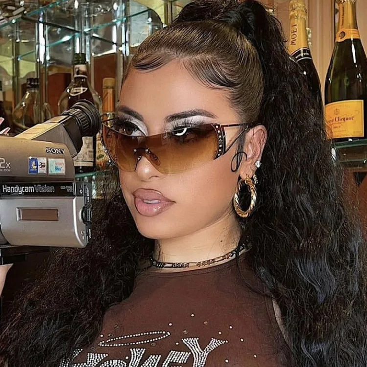 

Цельные женские солнцезащитные очки без оправы Y2K, зеркальные летние солнцезащитные очки, спортивные солнцезащитные очки в стиле ретро-панк для мужчин, UV400, солнцезащитные очки