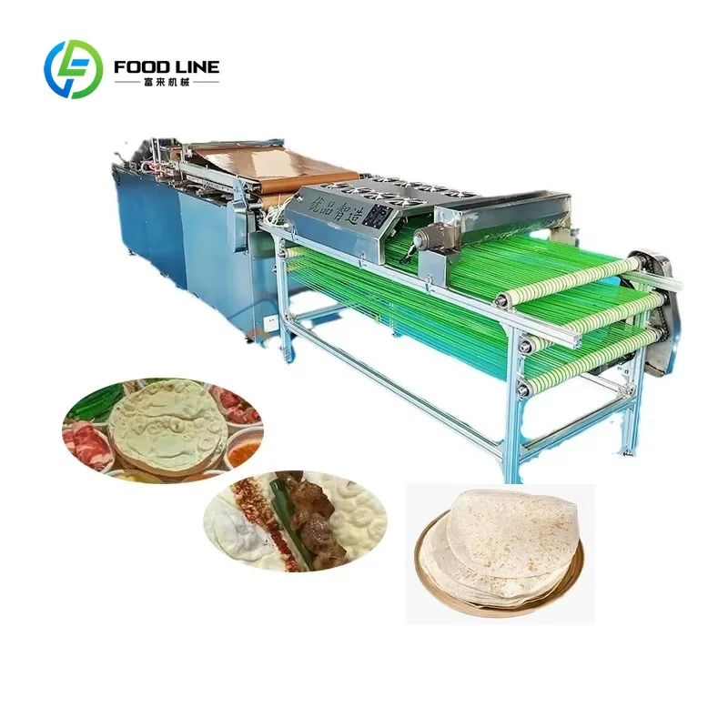 Customized Tortilla Making Machine with Required Size or Capacity New Design Gas Type Thin Pancake Machine with 3 Sets of Outlet
