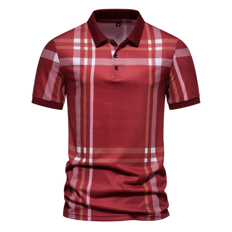 5 Colors!2023 Summer Men\'s New POLO T-shirt Stripe Half Open Neck T-shirts Business Casual Breathable Short Sleeve Graphic Tees