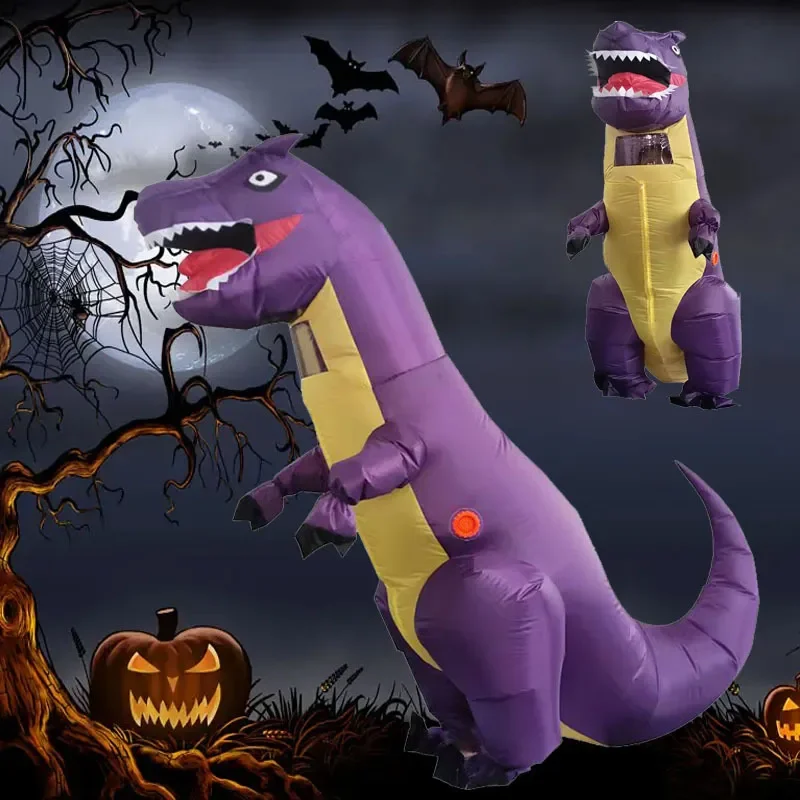 Purple Inflatable T Rex Costume Halloween Party Fancy Dress Adult Cartoon Dinosaur Suit Holiday Performance Prop Cosplay