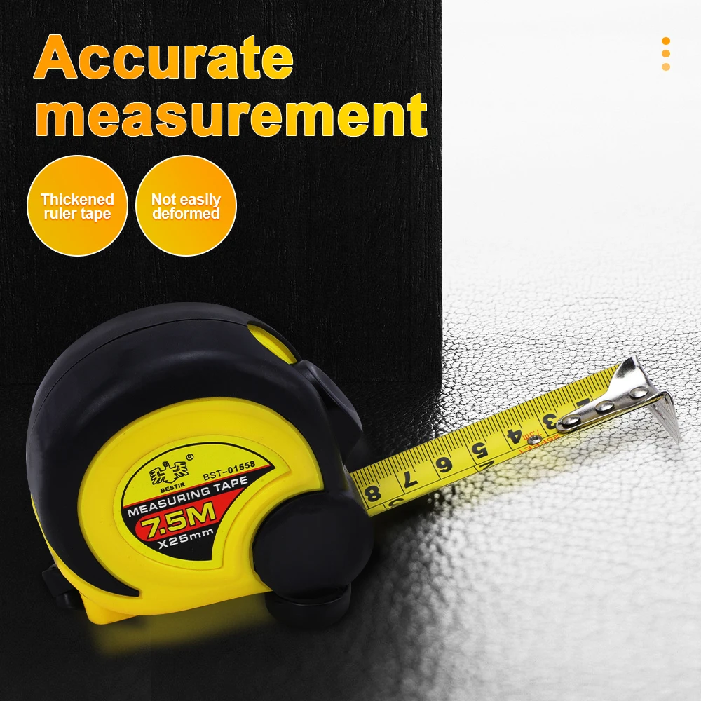 BESTIR Measuring Tape 3m 5m 7.5m Retractable Anti-fall Metric Inches Dual Side Steel Ruler Length Measuring Tool Portable Tape