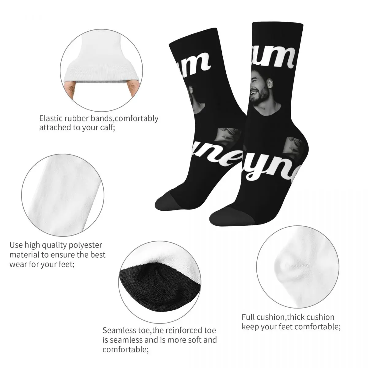 Crazy Design Liam Payne Basketball Socks Polyester Long Socks for Unisex Non-slip