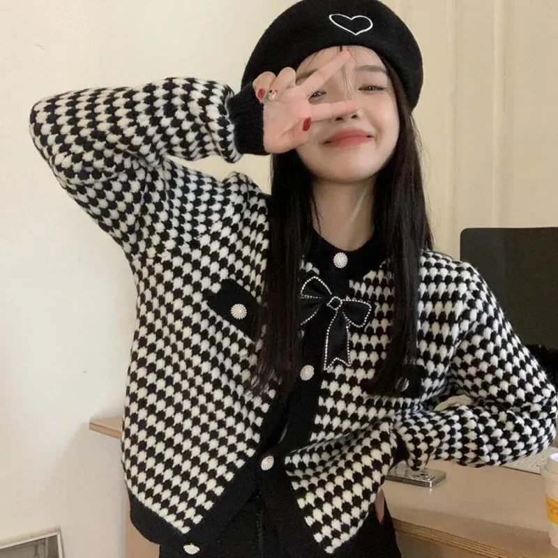 

Женский корейский модный вязаный свитер с длинными рукавами, кардиганы, верхняя одежда, пальто, вязаное бабочкой, универсальная мода