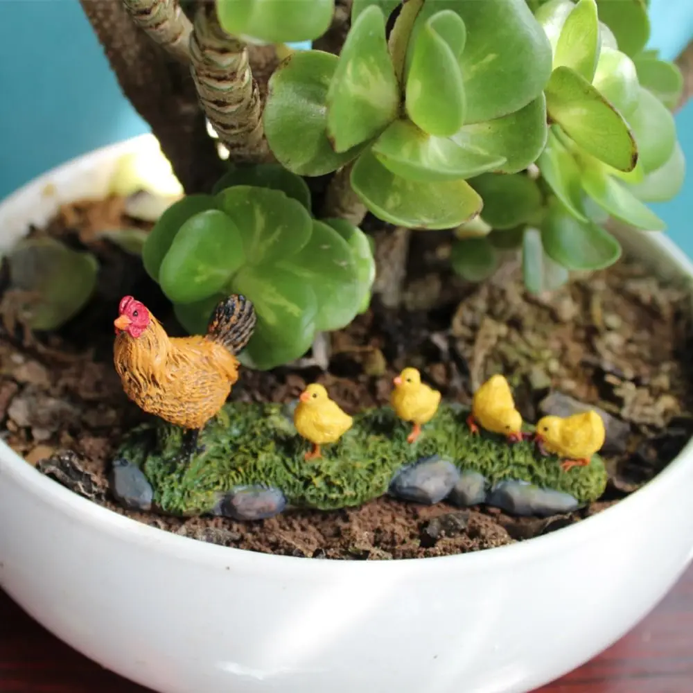 Easter  House Ornaments Home Decoration Hen Chick Models Farm Poultry Chicken Family Figurines Micro Landscape