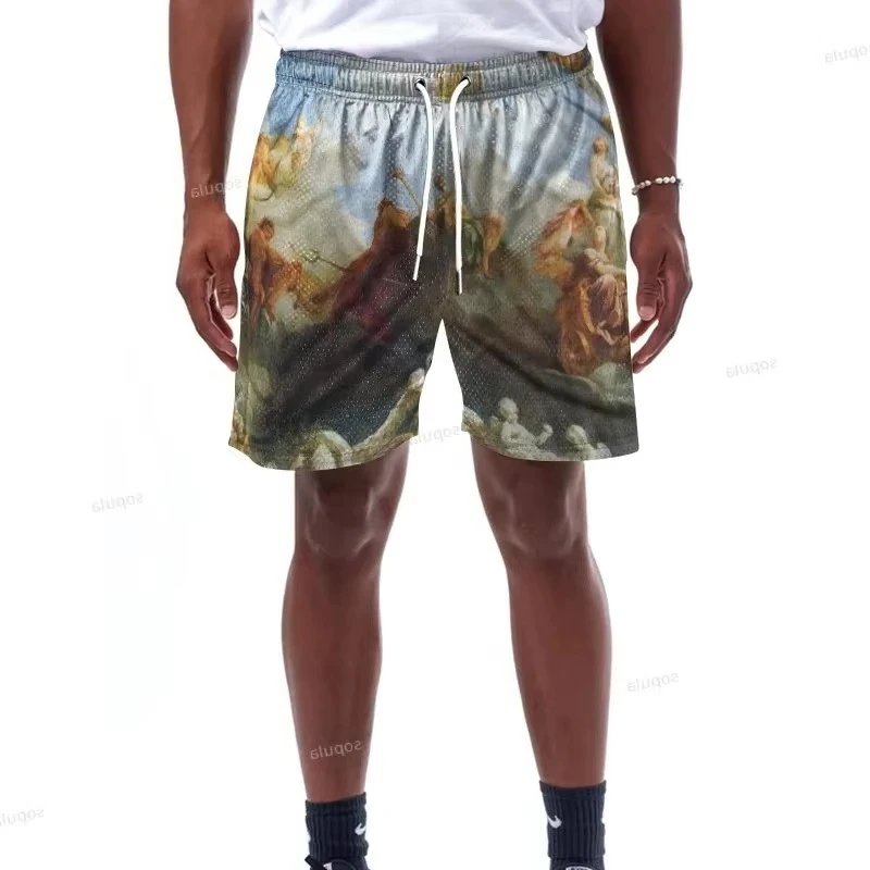 

Пляжные шорты с рисунком Church Essentials, повседневные удобные летние шорты в стиле хип-хоп, модные повседневные быстросохнущие шорты, мото