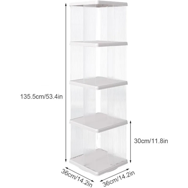 Rotating Bookshelf, Small Corner Bookshelf for Small Space, 360 Display 4 Tier Floor Standing Bookcase