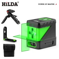 HILDA 2 Lines Laser Level Self Levelling Green Beams Laser Horizontal Vertical Cross Line Mini Laser Level