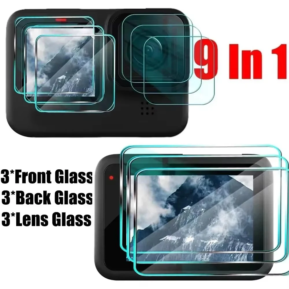 Tempered Glass Screen Protectors for GoPro Hero 12 Sports Camera Lens Portective Film Front Back HD Clear Films for GoPro Hero12