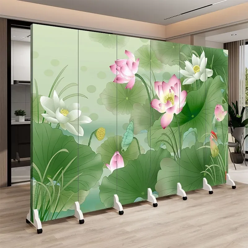 New Chinese Lotus Screen Partition for Living Room Bedroom Bathroom Double Sided Room Divider for Small Apartment Home Decor