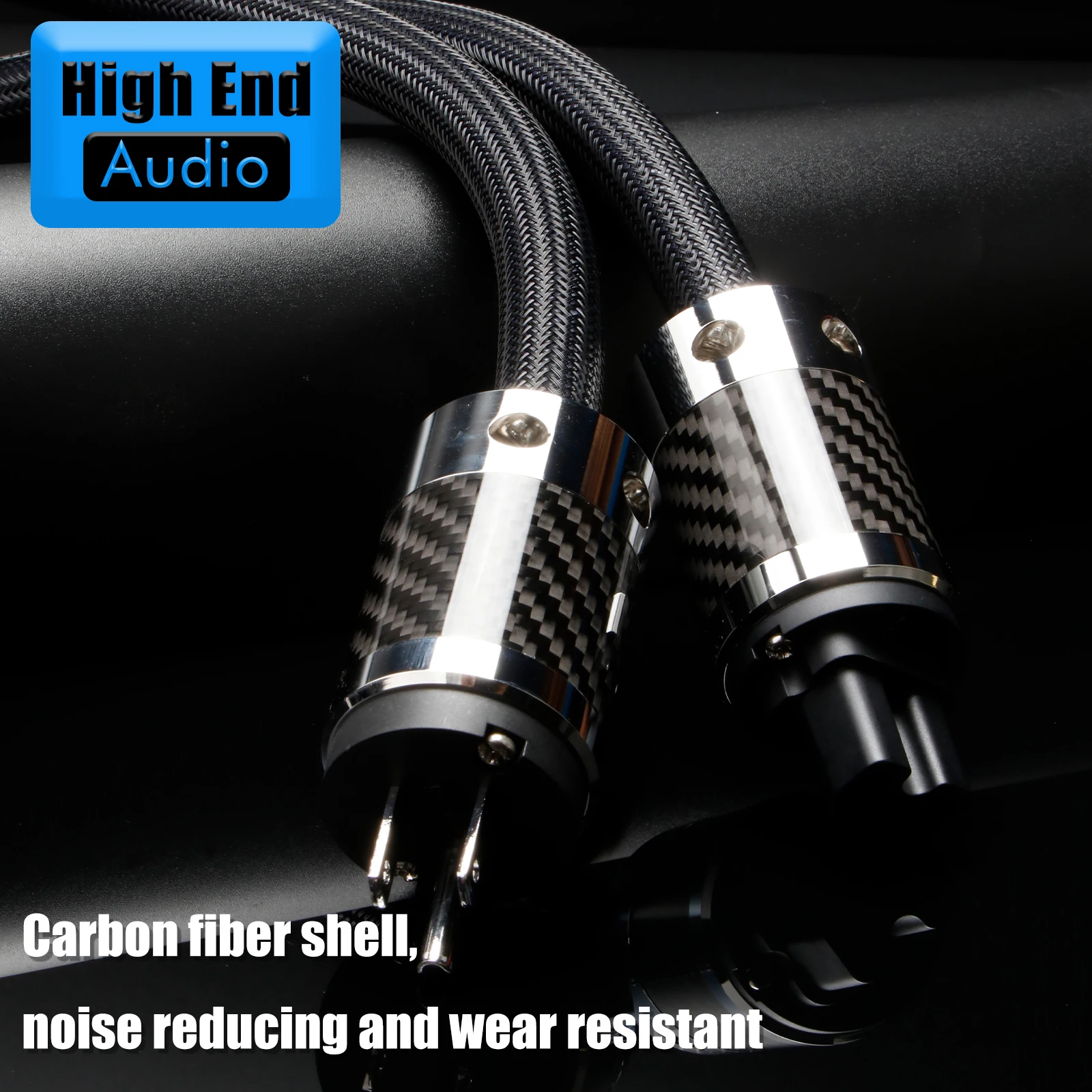 Preffair Hi-end OFC Audio Power Cable with Black mesh cover and Carbon fiber C16 EU/US/AU Rhodium plated plug for amp speaker