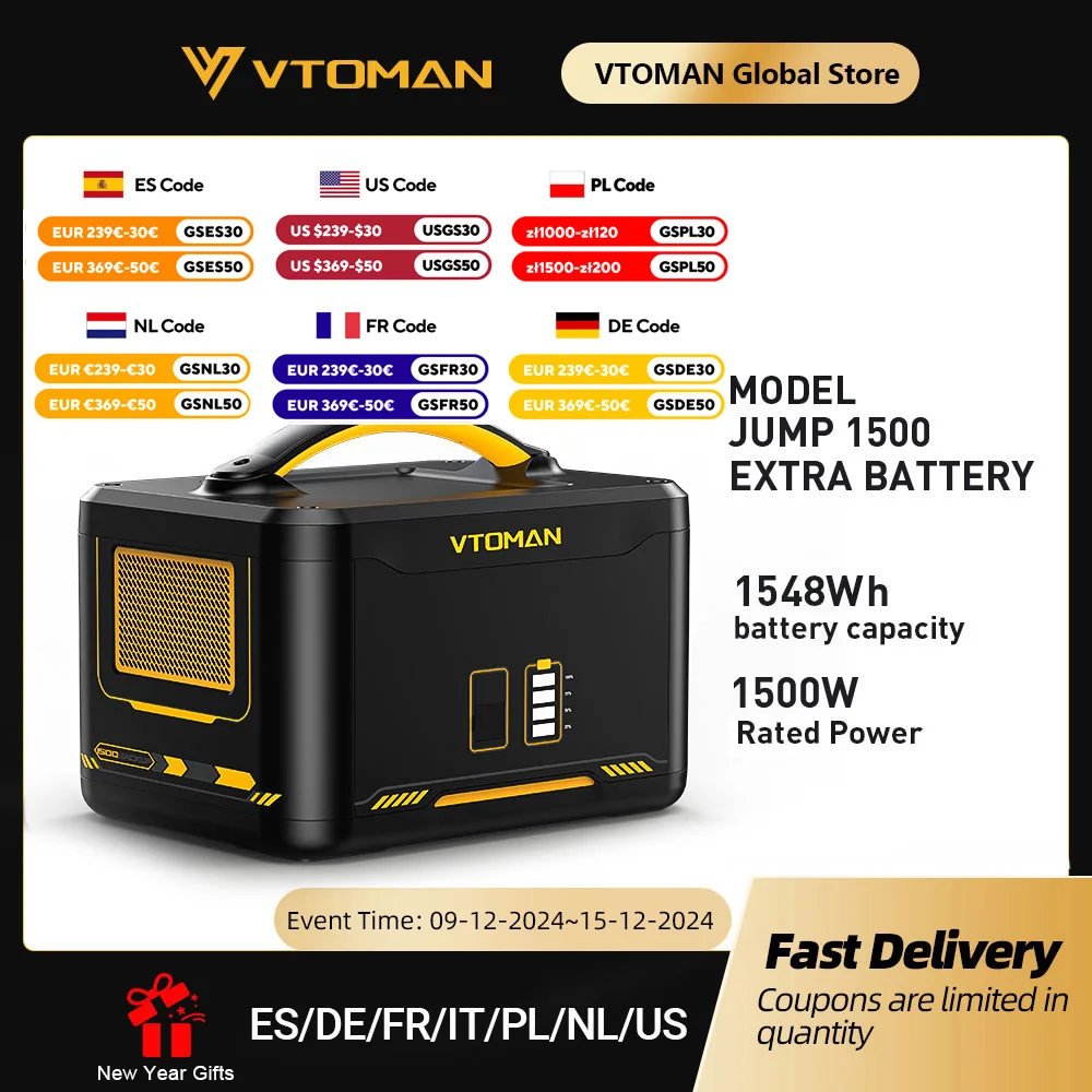 VTOMAN-Batterie supplémentaire pour diabétique 1500, 1548Wh, batterie de secours veFePO4 (lyen), diabétique 1000 et diabétique Bloody X et diabétique 1800 Power