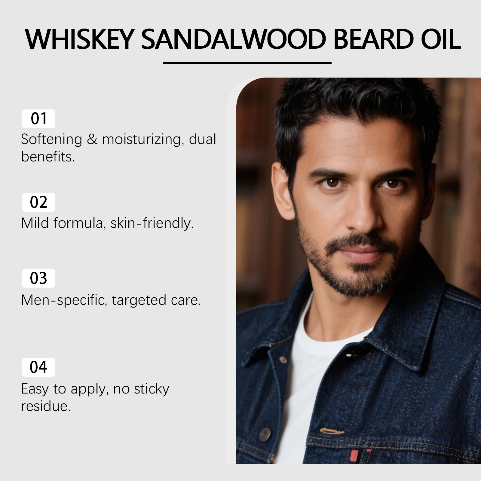Rosemary Beard Care Essential Oil for Men's Thick Soft Smooth Nutritious Beard Oil Beard CareSoftening Styling Non-Greasy
