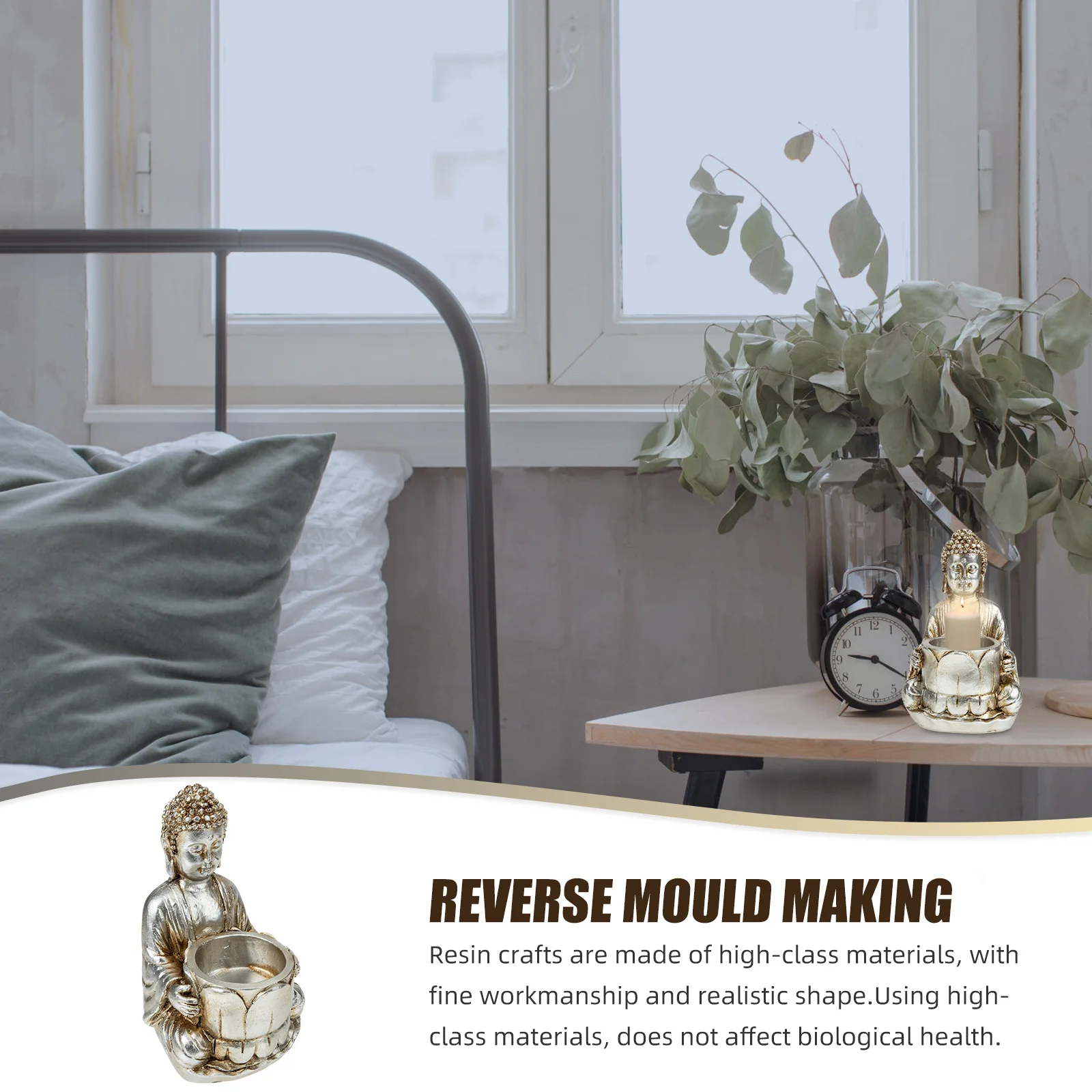 

Resin Buddha Candleholder Decorative Cute Buddha Candlestick Meditation Holder Home Decor Creative Tealight Stand Unique