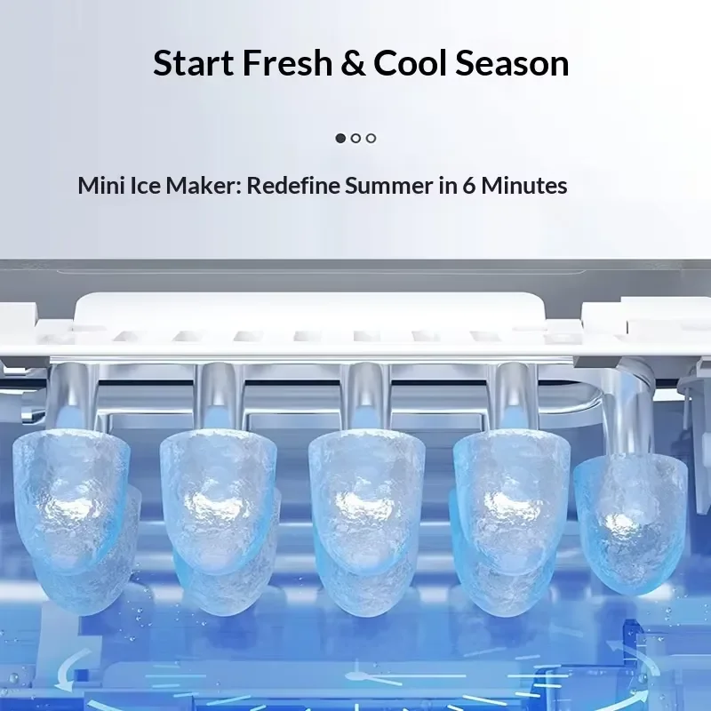 Cross-border fully automatic small ice machine 1.3L plug-in household and commercial stall dormitory use - wholesale
