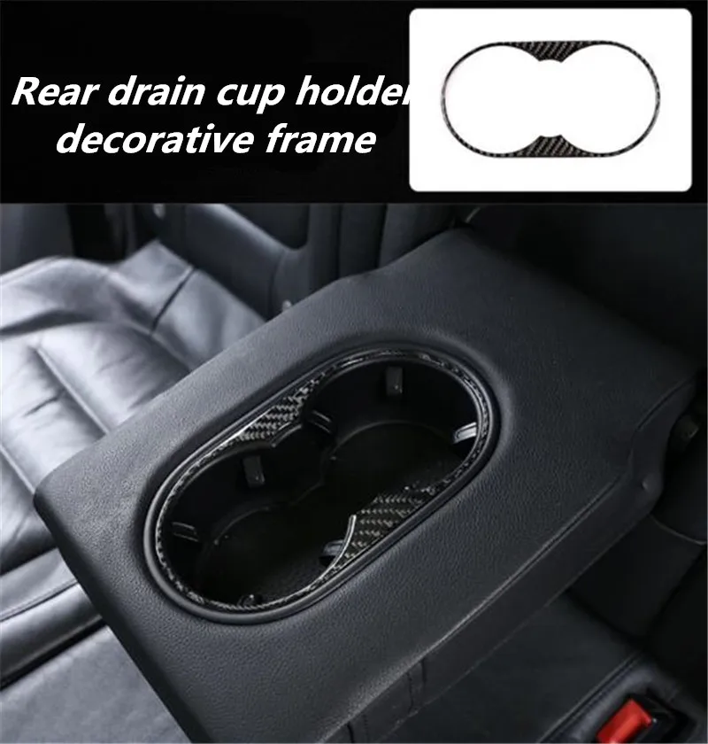 

1pc Car stickers Epoxy Carbon Fiber Rear drain cup holder decorative frame for 2011-2018 Volkswagen VW Touareg