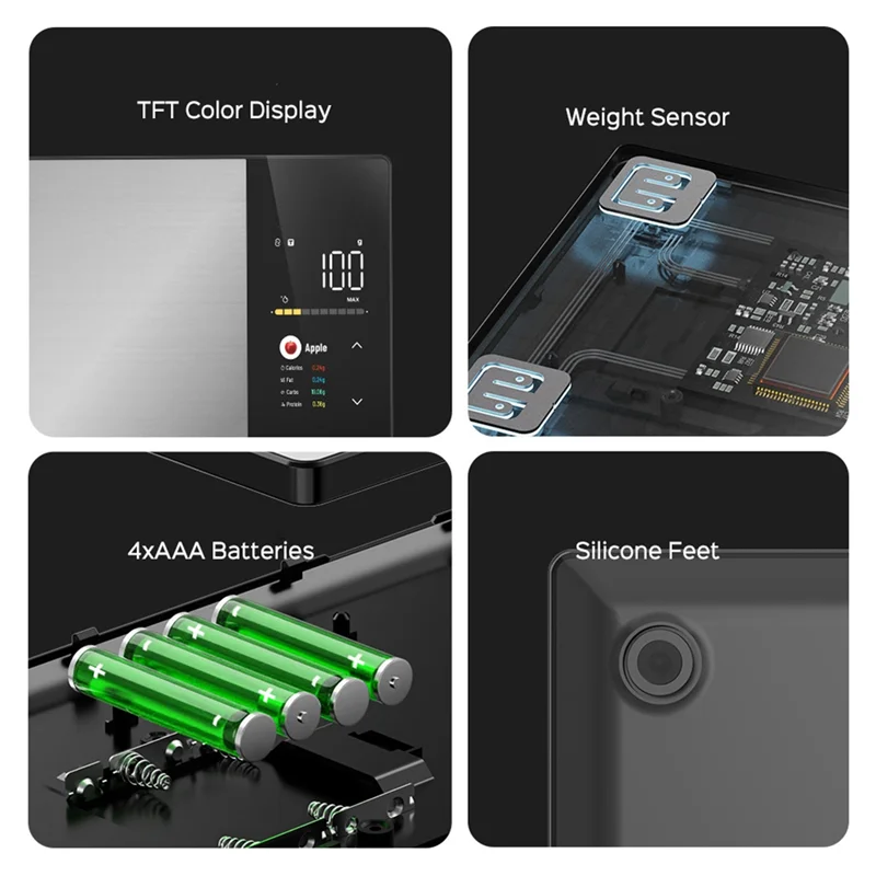 ABUH-مقياس المطبخ 11LB/5 كجم من الفولاذ المقاوم للصدأ للطعام السعرات الحرارية بروتين الدهون الكربوهيدرات آلة حاسبة غذائية الوزن للصحة