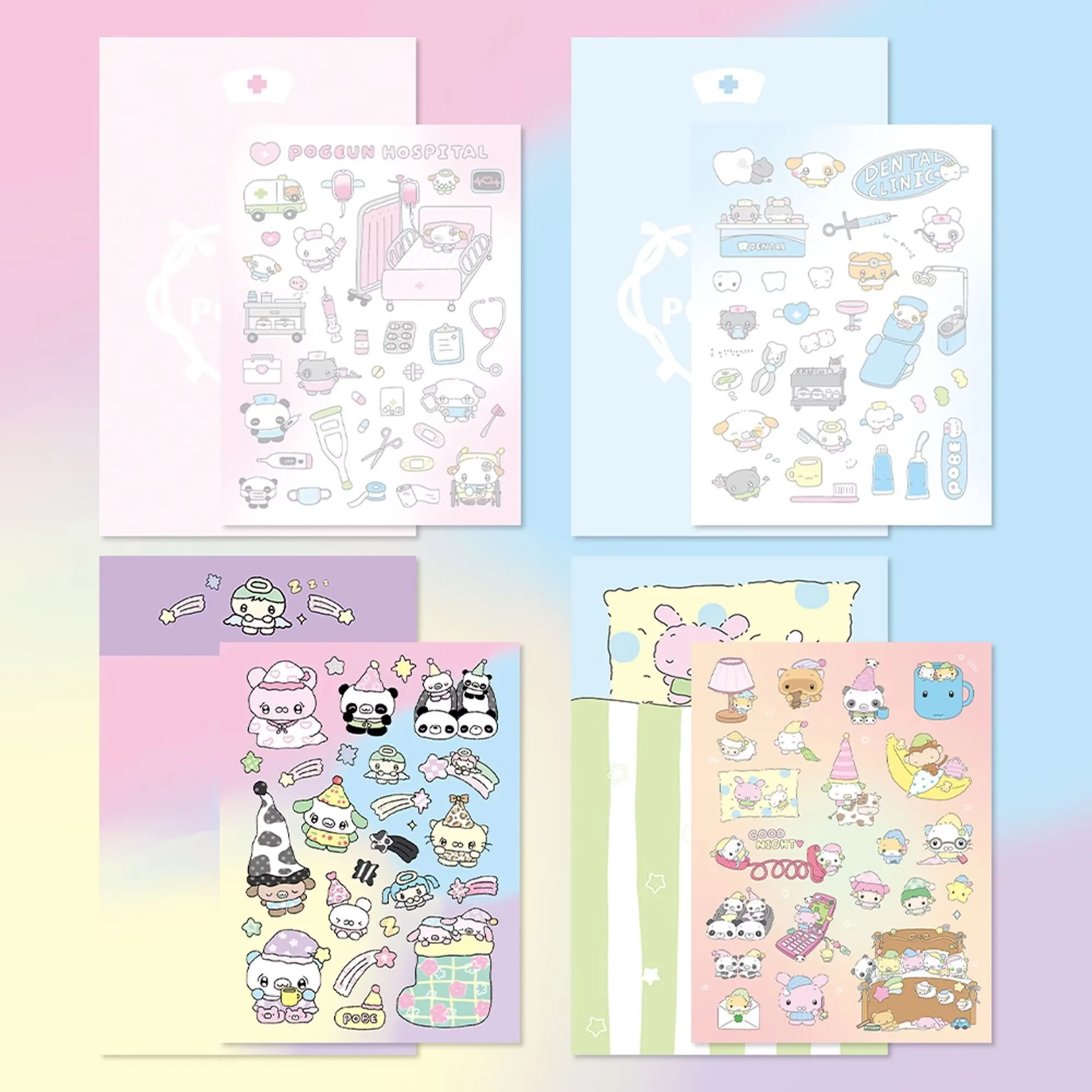 1/4Pcs Korean Pobe Sticker Series 2 Cute Cartoon Alternatives for Girls' Instagram Glue Stickers DIY Journaling Materials