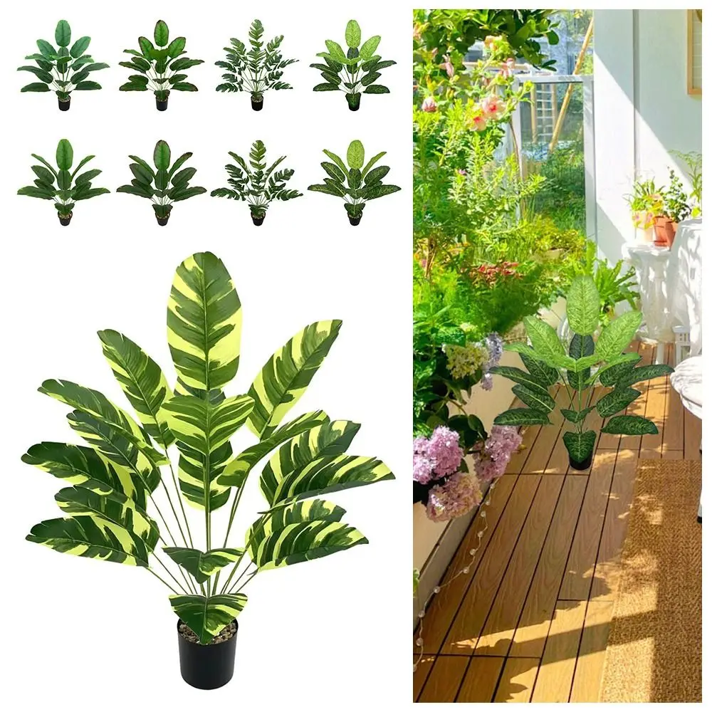 Large Artificial Plantain Leaf 12/18 Leaves Room Decoration Artificial Plants Real Touch Tropi cal Palm Tree Simulation Plants