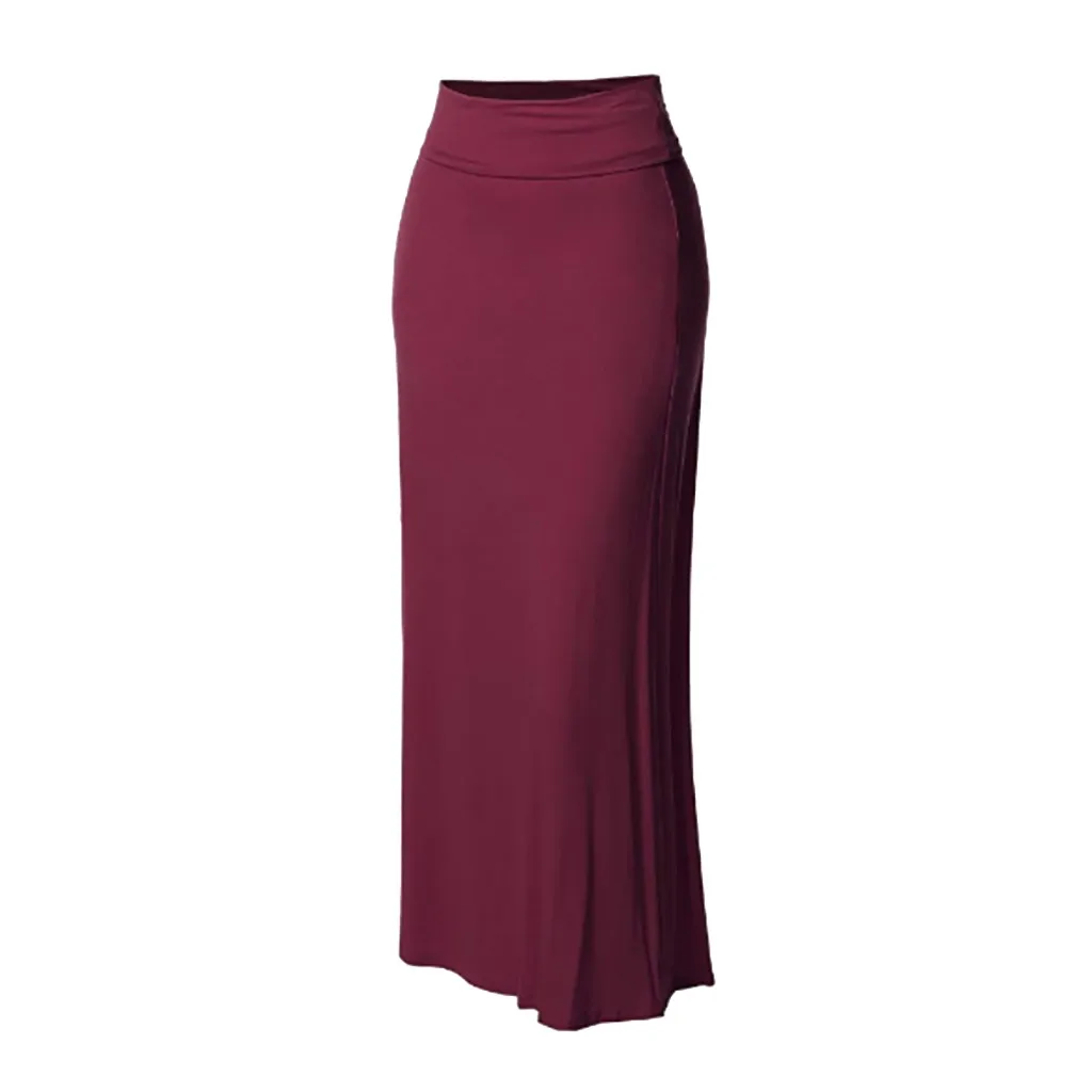 Gonne a vita alta Donna Solid Sexy Gonna lunga a tubino Faldas Donna Vita alta Comfort Aderente Cuciture Maxi Gonne Faldas