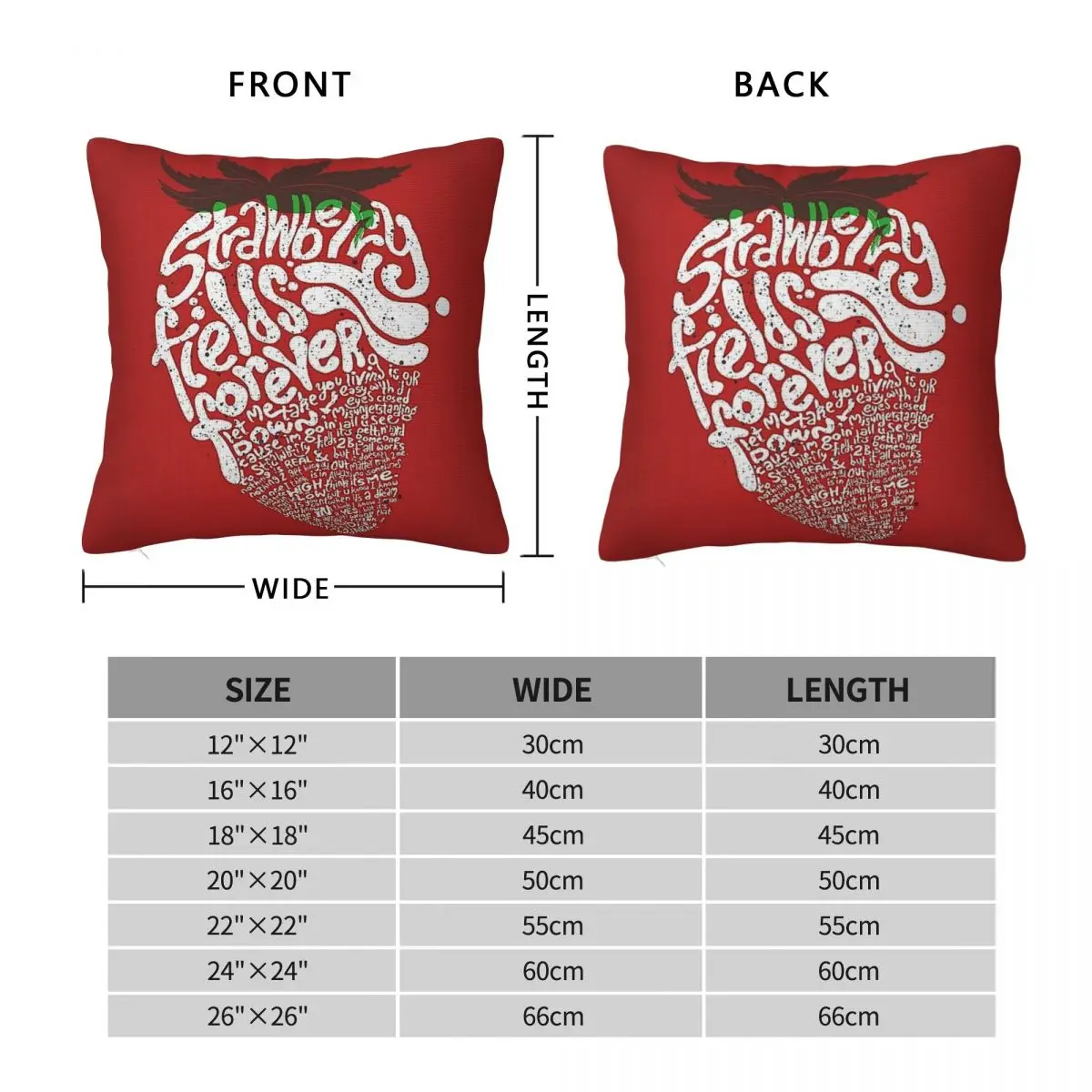 Strawberry Fields Forever Square Pillowcase Polyester Linen Velvet Creative Zip Decorative Throw Pillow Case Car Cushion Cover