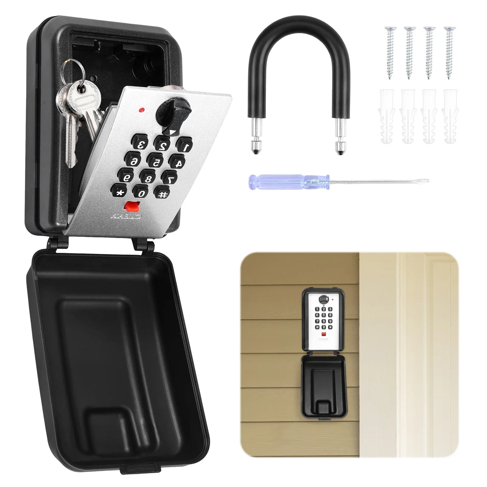 

12-значный кодовый замок, настенный сейф, замок для ключей, большая емкость, устойчивый к атмосферным воздействиям, открытый сейф, запасной ключ, сейф для хранения, замок для хранения