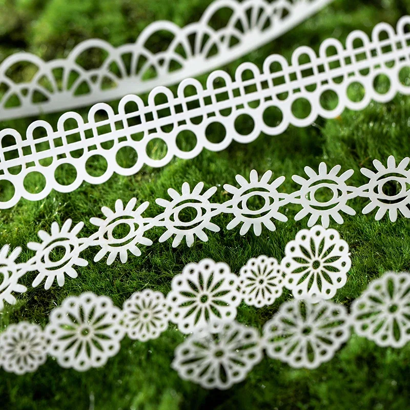 

16Sheets Lace Material Packing Lace waltz Decorative White Base Adhesive Handbooks Writing Scrapbook 235*90MM