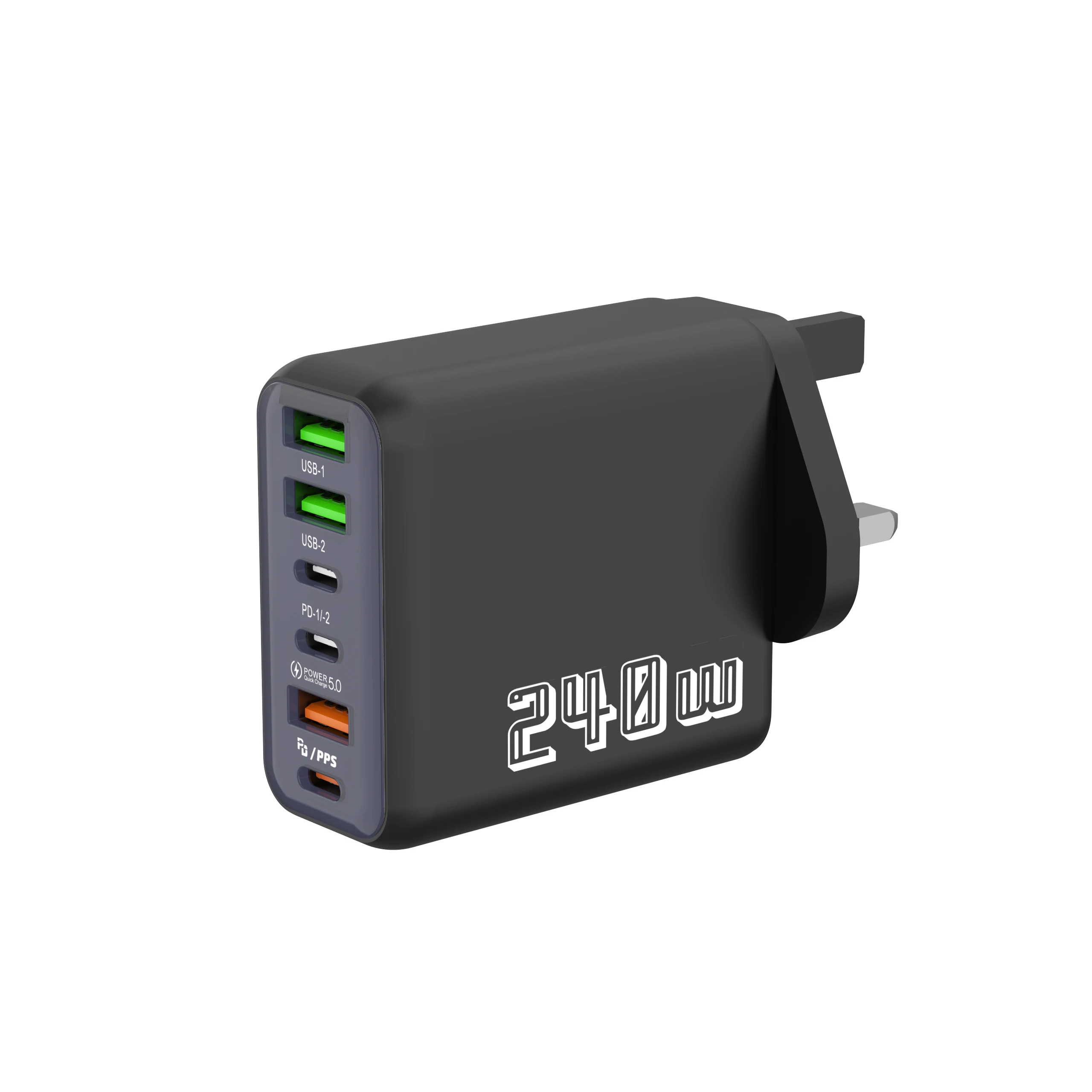 6-poorts USB-C PD-lader 240W snelladen 3.0 type-C USB telefoonladers supersnelle oplaadadapter voor iPhone Samsung Xiaomi