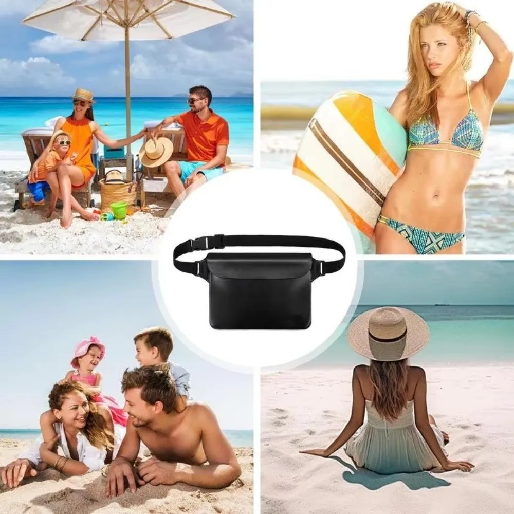 Transparent Waterproof Waist Bag Large Capacity Adjustable Swimming Bag With Waist Strap 3 Layer Protection Protection Bag