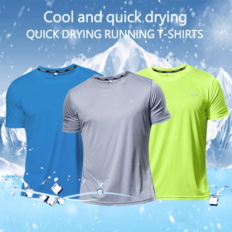 

2023 Men's Quick Dry T-Shirt Short Sleeve Top Outdoor Breathable Sports Moisture Wicking Sportswear Gym Lightweight Clothing