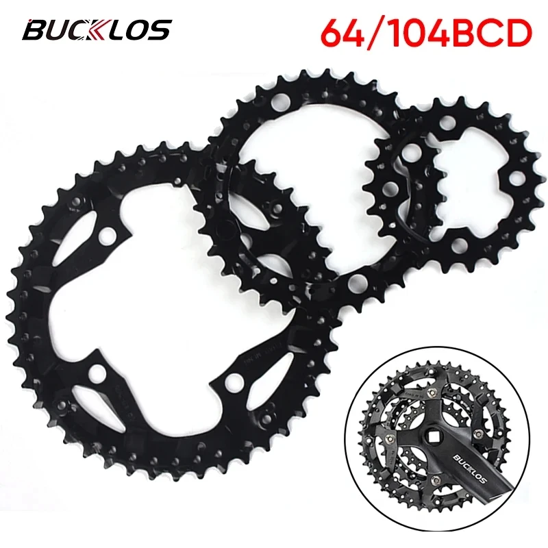 BUCKLOS Bike Chainring MTB Bicycle Chainwheel 3*10 Speed Triple Chainring 22T 32T 44T 104/64BCD Bike Chainwheel for Bicycle Part