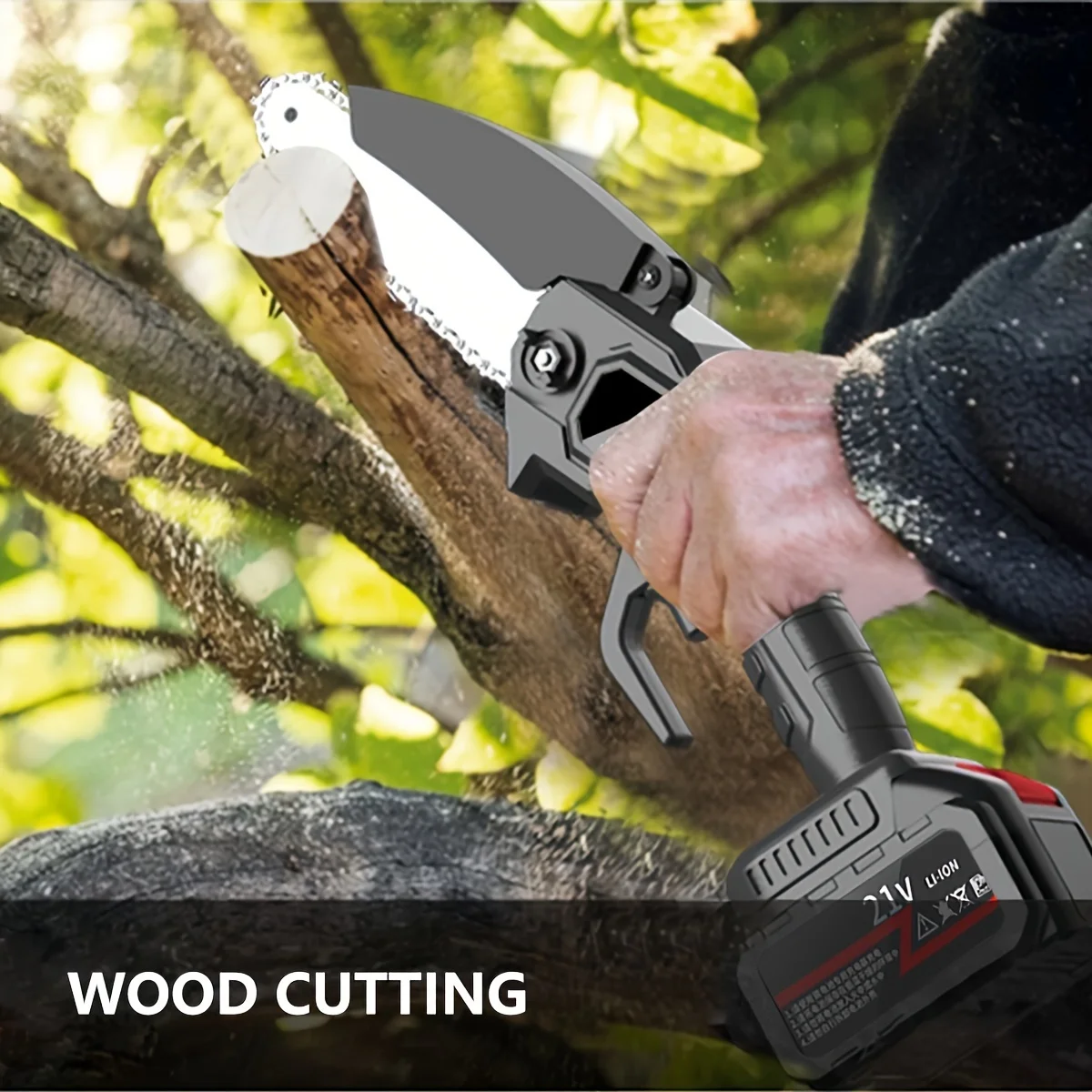 ZNLYRION Mini Chainsaw Cordless  Portable Handheld Electric Chain Saw 4.7 Inch Cutting Diameter Powerful Motor For Tree Branch Bamboo Pruning