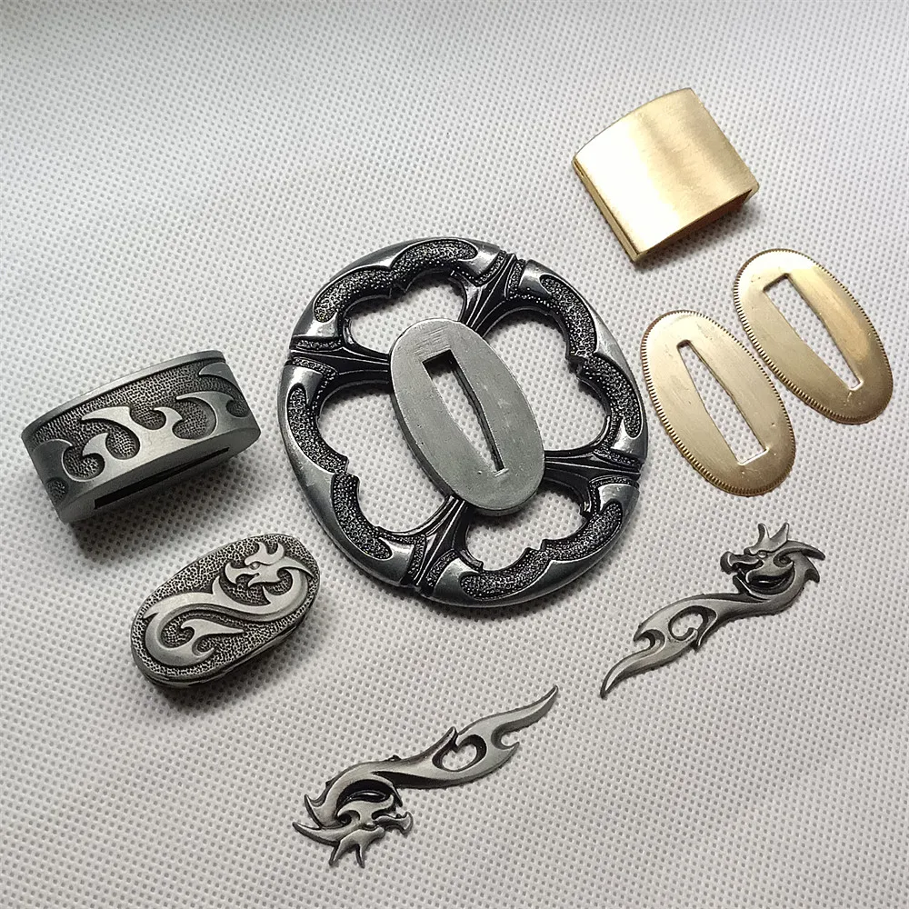 

JP комплект из латуни Habaki Seppas, резной сплав Tsuba Fuchi Menuki Kashira, аксессуары для японского меча, фитинги Katana