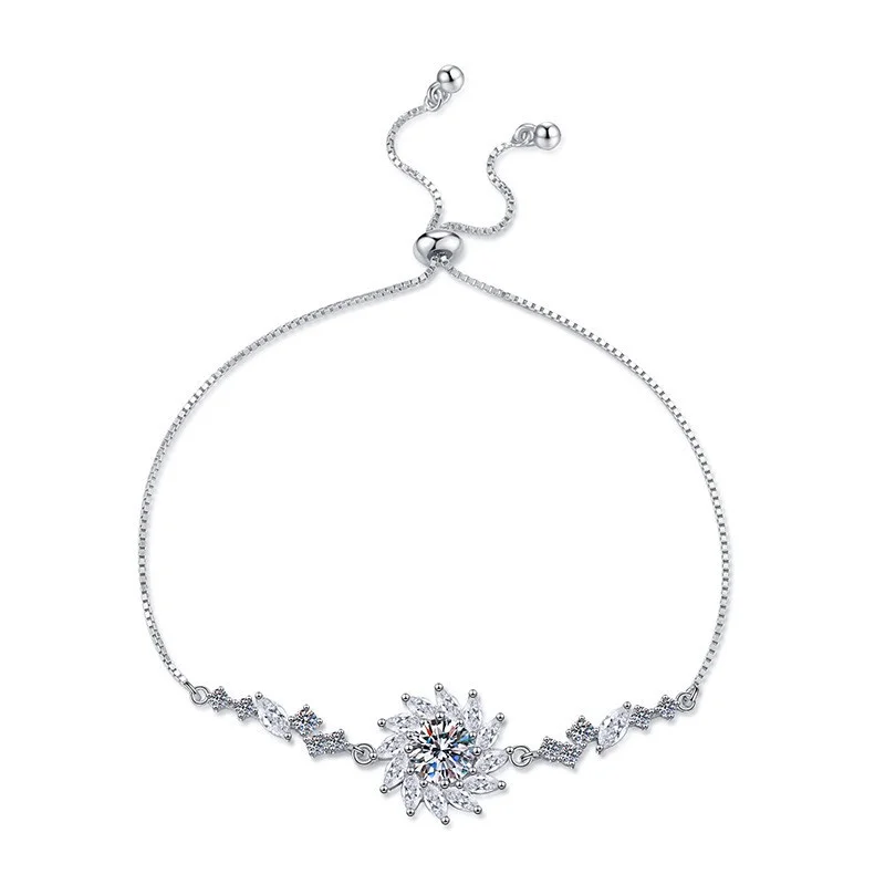 

S035 Lefei модные роскошные классические модные 1CT муассанит дизайн браслеты с подсолнухом для женщин s925 стерлингового серебра вечерние украшения