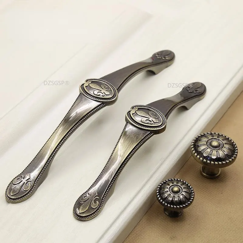 Flower European Fashion Bronze Ivory White Zinc Alloy Ceramic Door Wardrobe Hardware Cupboard Handles Cabinet Kitchen Knob