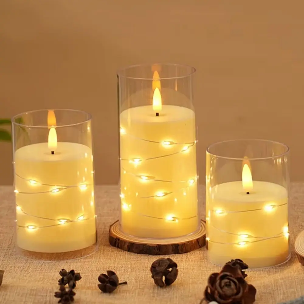 Creative Electronic Candle Light Cordless Battery Operated Swing Flameless Candles Waterproof Decorative Warm Glowing Candles