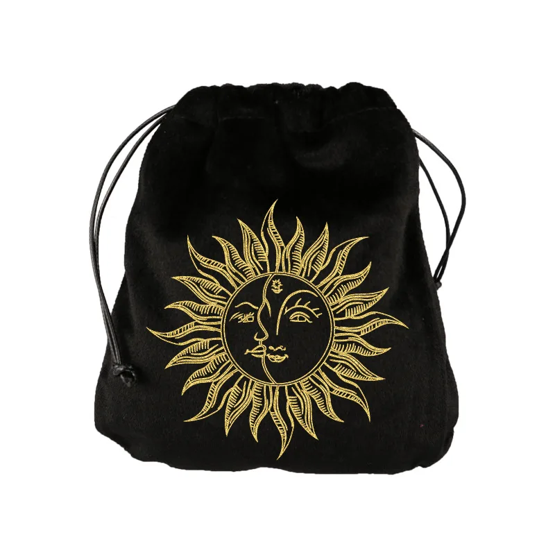 JYNXOR 2 Bolsas De Terciopelo Negro Para Guardar Tarot, Con Cuerda, Diseños De Estrellas, Fases Lunares Y Pentagramas, Ideales Para Cartas, Dados, Joyas Y Piedras