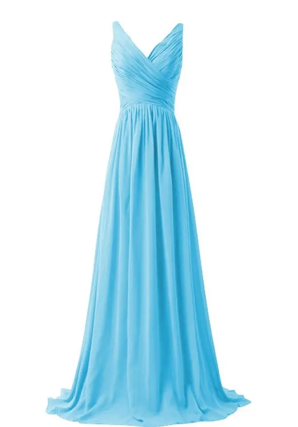 Vestido elegante de gasa con cuello en V para mujer, Vestidos de Noche de talla grande morados, vestido de dama de honor, moda de novia, vestido de fiesta de boda para niña, en Stock