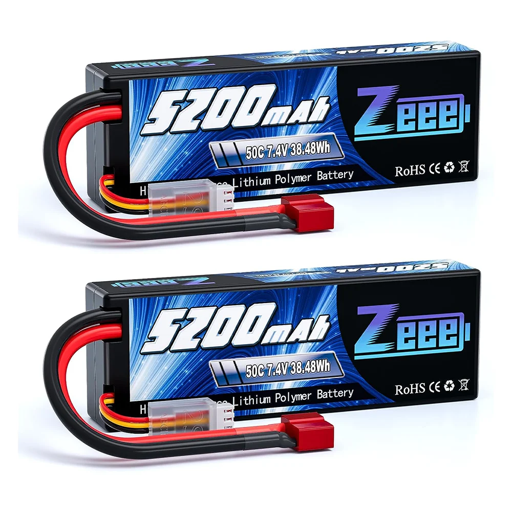1/2 eenheden Zeee 5200mAh 7.4V 50C Lipo Batterijen voor RC Auto 2S RC Lipo Batterij met T Plug Voor RC Drone Auto Vrachtwagen Helikopter Boot