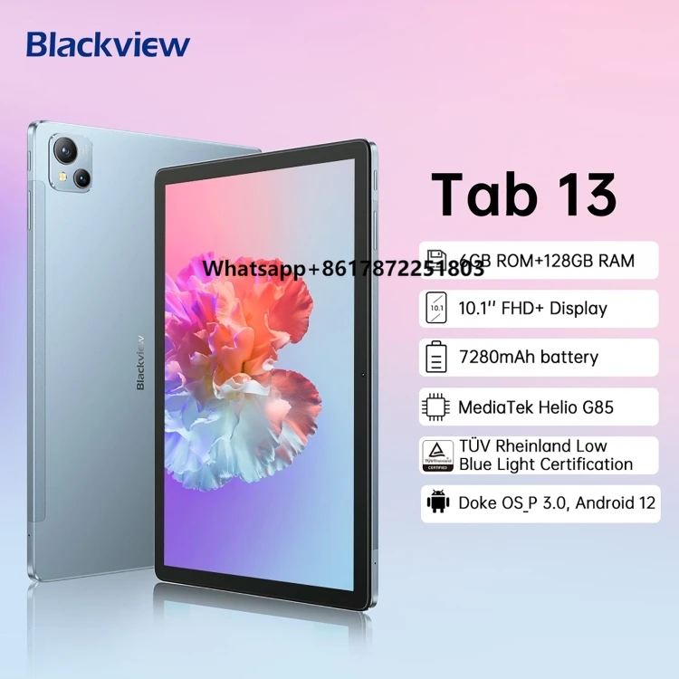 Fast Shipping Blackview Tab 13 10.1 Inch Tablet PC 7280mAh Battery 6GB 128GB Android 12 Dual SIM WiFi Tablet