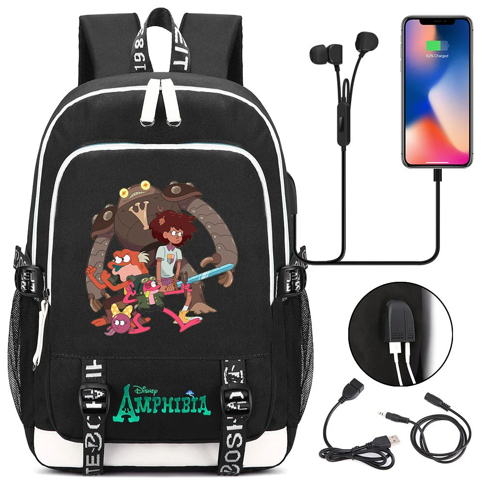 

MINISO Amphibia Многофункциональные рюкзаки для ноутбуков Студенческий рюкзак с зарядкой через USB Женский рюкзак с красочным принтом Дорожная сумка Mochila