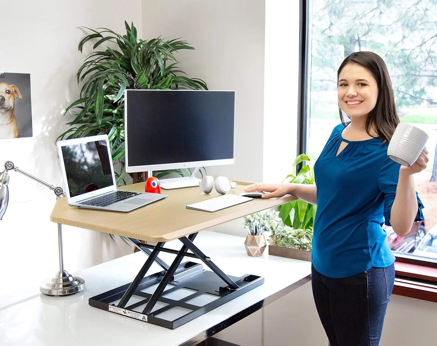 X-Elite Pro Premier Corner Standing Desk Converter Large 40 Inch Sit to Stand Desk Fully Assembled  Height