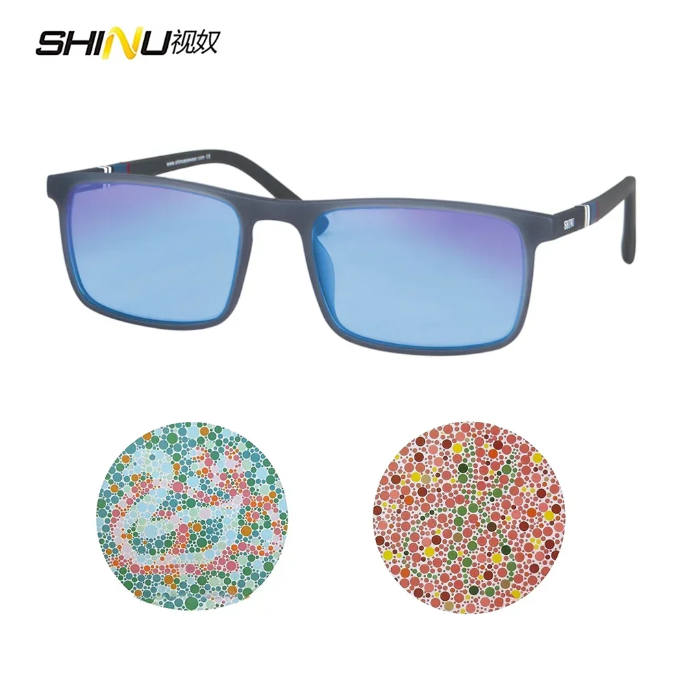 SHINU Red Green Color Blind Glasses for Men, Protan Deutan Color Vision Improvement, Fashion Acetate Frame Colorblind Sunglasses